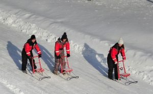 Kick sledging in Piiru Forest Resort in Rovaniemi