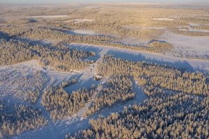 Piiru Forest resort de Christmas House Safaris desde el aire, en Rovaniemi Finlandia